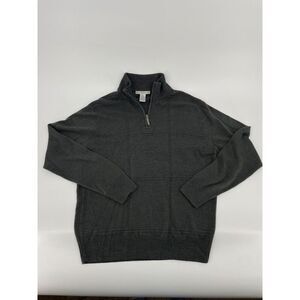 Geoffrey Beene Sweater Men Large Gray 1/4 Zip Long Sleeve Pullover Collared